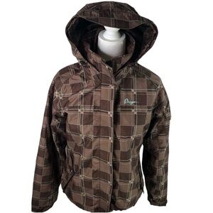 Orage Womens Brown S Plaid Prime/OT Raglan Jacket in EUC